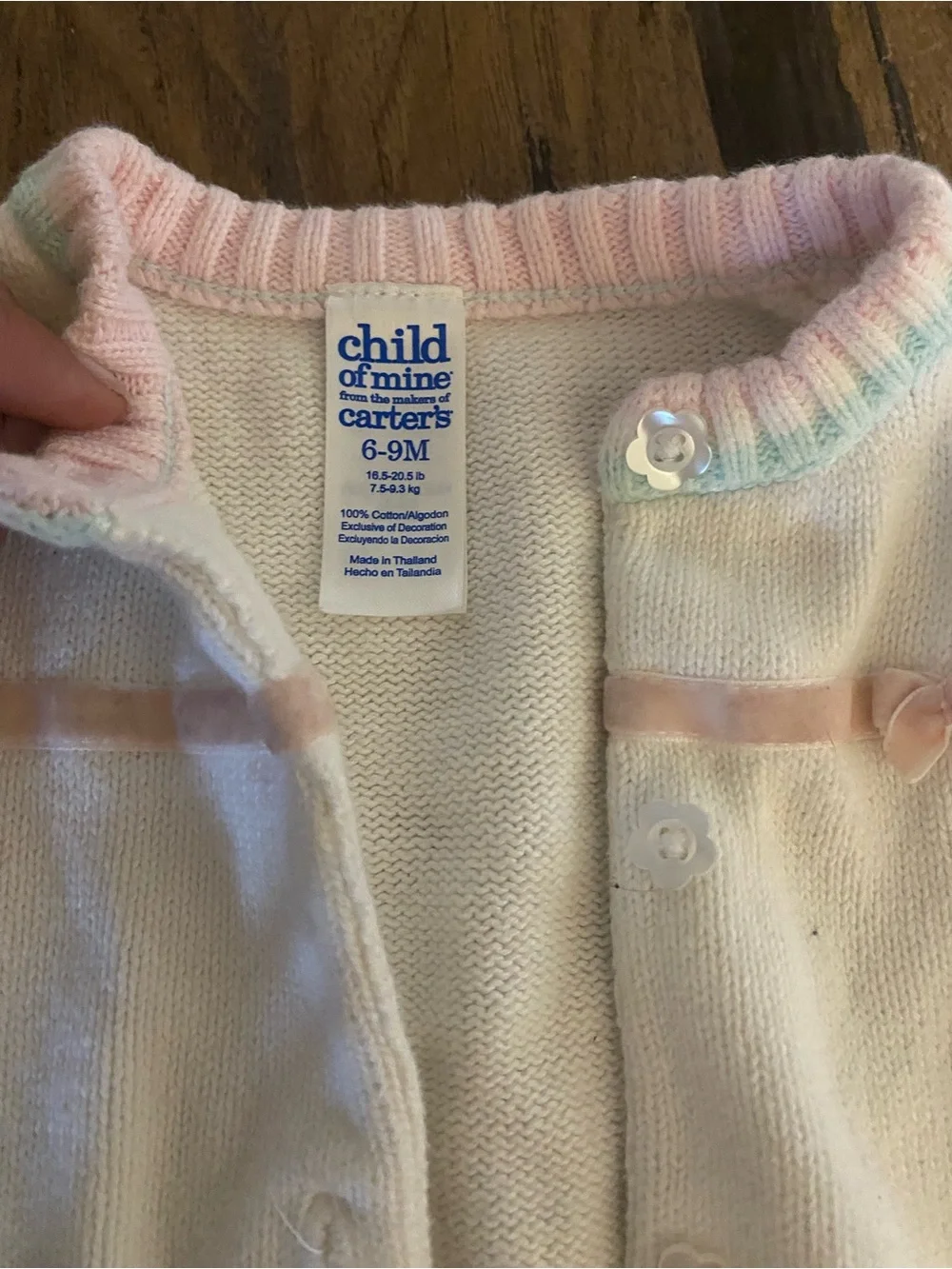 Child of Mine by Carter’s Baby Cardigan 6-9M Pastel Knit Sweater Vintage Style